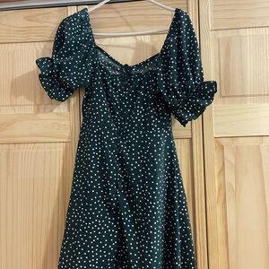 SHEIN Dark Green Polka Dot Midi Dress